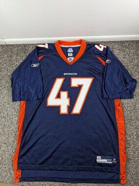 Vintage 2007 John Lynch Denver Broncos Jersey Reebok Blue Mens 2XL